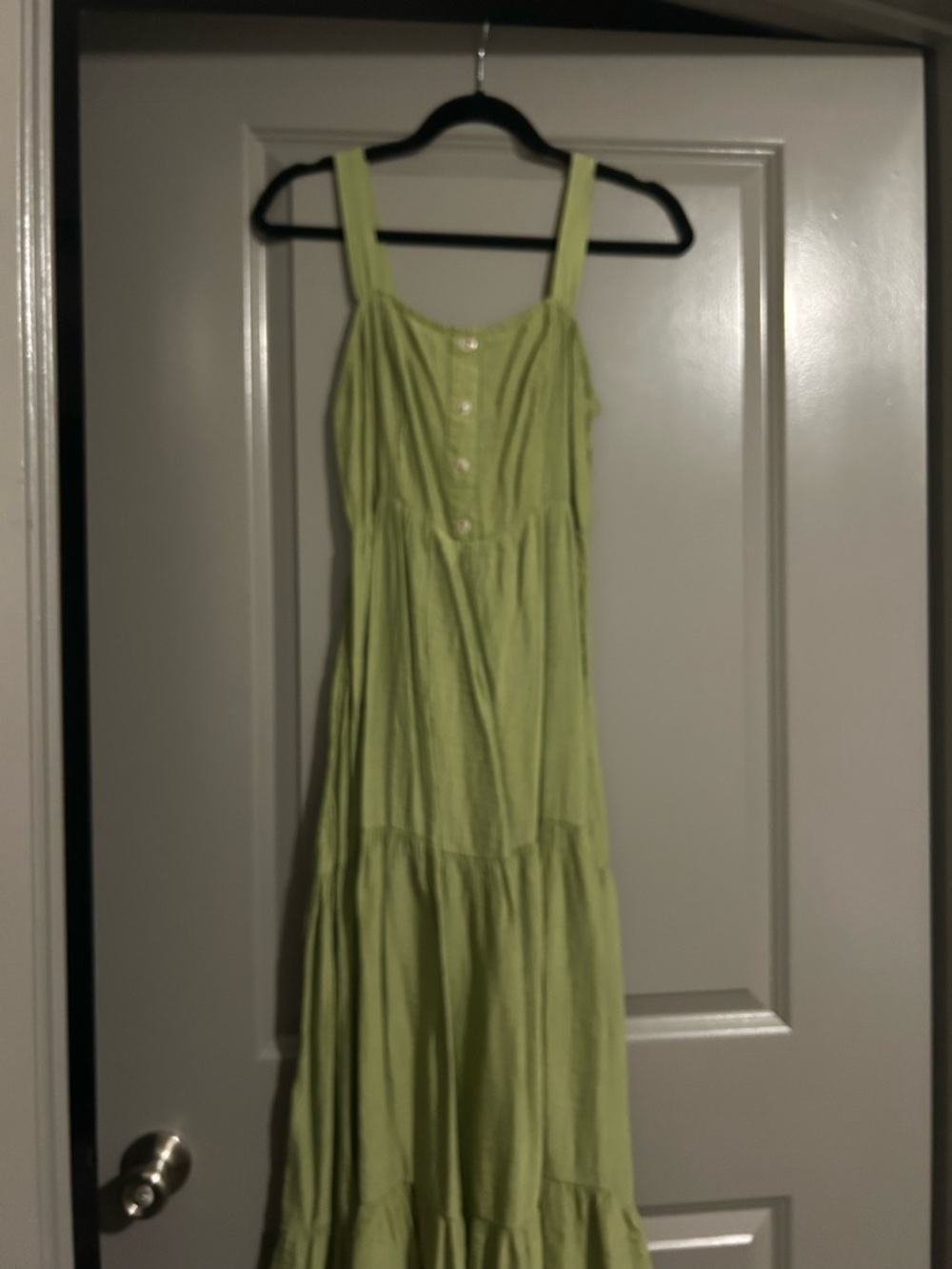 Sleeveless Lime Green Button-Front Maxi Dress